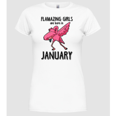 Pólómánia Flamazing girls are born in january black - Női Kerek nyakú Póló
