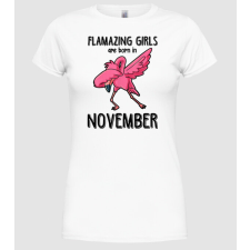 Pólómánia Flamazing girls are born in november black - Női Kerek nyakú Póló női póló