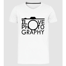 Pólómánia I love photography - Férfi Prémium Slim-Fit V nyakú Póló