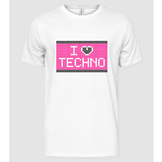Pólómánia I Love Techno Pixel - Férfi Alap póló