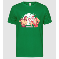 Pólómánia Jézus vs Mikulás Street Fighter vicces karácsonyi póló - Férfi Alap póló