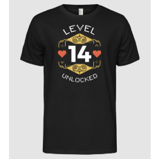 Pólómánia Level 14 Unlocked Gamer póló - Férfi Alap póló