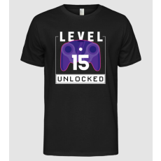 Pólómánia Level 15 Unlocked Gamer Születésnap - Férfi Alap póló