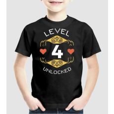Pólómánia Level 4 Unlocked Gamer póló - Uniszex Gyerek Póló