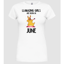 Pólómánia llamazing girls are born in june black - Női Kerek nyakú Póló női póló