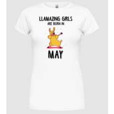 Pólómánia Llamazing girls are born in may black - Női Kerek nyakú Póló