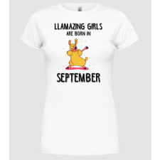 Pólómánia Llamazing girls are born in september black - Női Kerek nyakú Póló női póló