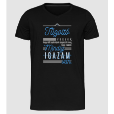 Pólómánia Mindig igazam van - TŰZOLTÓ - Férfi Prémium Slim-Fit V nyakú Póló