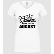 Pólómánia queens august - Női V nyakú Póló