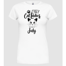 Pólómánia Szülinapos Crazy Cat Ladies JÚLIUS - Női Kerek nyakú Póló