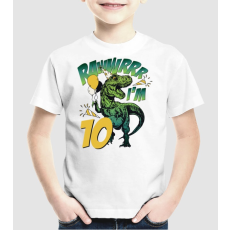 Pólómánia Szülinapos dínó rawww i'm 10 - Uniszex gyerek Póló