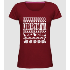 Pólómánia Ugly sweater keresztanya - Női Prémium Kerek Nyakú póló