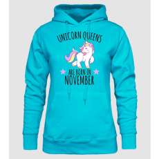 Pólómánia Unicorn queens are born in - November - Női Kapucnis Pulcsi