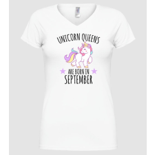 Pólómánia Unicorn queens are born in - September - Női V nyakú Póló női póló
