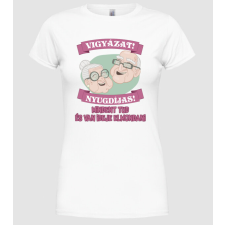 Pólómánia Vigyázat nyugdíjas - Női Kerek nyakú Póló női póló