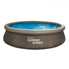 Polygroup Summer Waves: Felfújható peremű, rattan mintás medence papírszűrős vízforgatóval - 366 cm (SW RATQS366X76FPI) (SW RATQS366X76FPI) medence
