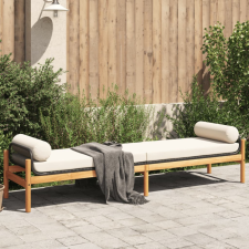  polyrattan akácfa kerti pad fekete párnával kerti bútor