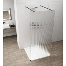 Polysan ESCA BLACK MATT Walk-in zuhanyfal, szabadonálló, flutes üveg, 1200mm kád, zuhanykabin