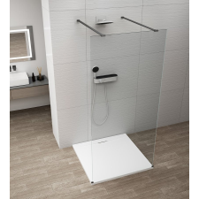 Polysan ESCA BLACK MATT Walk-in zuhanyfal, szabadonálló, transzparent üveg, 1000mm kád, zuhanykabin