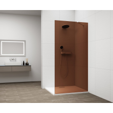 Polysan ESCA WHITE MATT Walk-in zuhanyfal, falra szerelhető, barna üveg, 1300mm kád, zuhanykabin