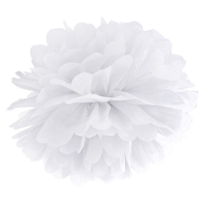 Pompom papír lampion, fehér, 35cm party kellék