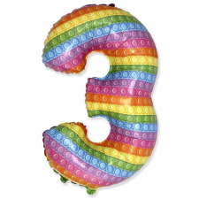  Pop It 3-as szám fólia lufi 69 cm (WP) party kellék