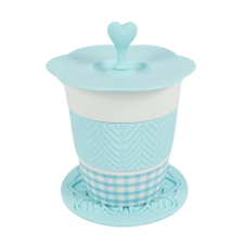  Porcelán bögre AQUELLE szilikon kiegészítőkkel 280 ml, kék bögrék, csészék