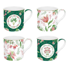 Porcelán bögreszett 4 db-os, 300ml, dobozban, Botanic Chic bögrék, csészék