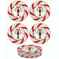  Porcelán desszerttányérszett 4db-os,19cm, dobozban, Nutcracker Twist tányér és evőeszköz