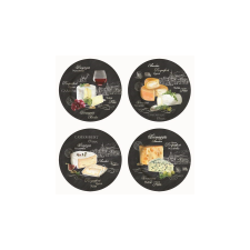 Porcelán desszerttányérszett 4db-os, 19cm dobozban, World Of Cheese tányér és evőeszköz