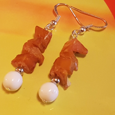  Porcelán és Borostyán fülbevaló /7/ fülbevaló