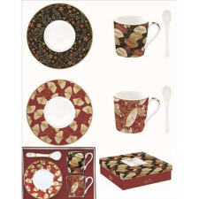  Porcelán eszpresszócsésze+alj 2 személyes,100ml, kanállal, dobozban, Coffee Mania, Kimono bögrék, csészék