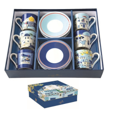 Porcelán eszpresszócsésze+alj 6 személyes, 100ml, dobozban, Sea Dreams, Coffee Mania bögrék, csészék