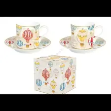  Porcelán eszpresszós csésze szett - 75ml - Air Ballons bögrék, csészék