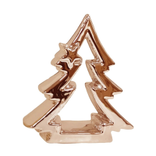  Porcelán Fenyőfa áttört rosegold 15cm karácsonyfadísz