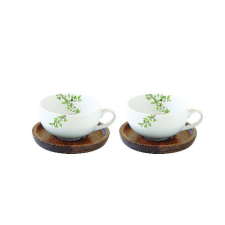 Porcelán kávéscsésze akácfa aljjal, 2 személyes 120ml, dobozban, Natura bögrék, csészék