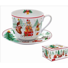 Porcelán reggelizőcsésze+alj 400ml, dobozban, Christmas Gang bögrék, csészék