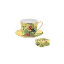 Porcelán reggelizőcsésze+alj 400ml dobozban,Exotic Paradise bögrék, csészék