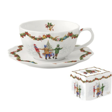 Porcelán teáscsésze+alj, 300ml, dobozban, Christmas Round Dance bögrék, csészék