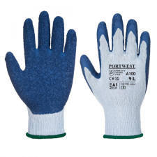 Portwest A100 Mártott latex védőkesztyű (7/S) (szürke/kék) védőkesztyű