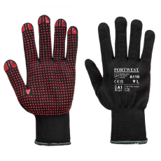 Portwest A110 Nylon PVC pontozott védőkesztyű (fekete/piros) (7/S)