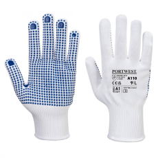 Portwest A110 Nylon PVC pontozott védőkesztyű (kék/fehér) (8/M)