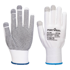 Portwest A118 Grip 13 PVC Pöttyös Érintőképernyős Védőkesztyű (fehér/szürke)