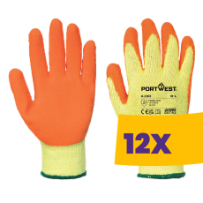 Portwest A150 Mártott latex munkavédelmi kesztyű (A100 öko verzió) sárga (Karton - 12 pár)
