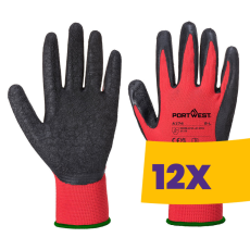 Portwest A174 Flex Grip latex védőkesztyű piros (Karton - 12 pár)
