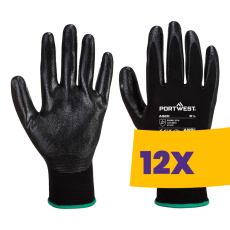 Portwest A320 Nylon nitrilhab tenyérmártott védőkeszyű fekete (Karton - 12 pár)