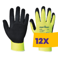 Portwest A340 Hi-Vis Grip mártott latex védőkesztyű sárga (Karton - 12 pár) védőkesztyű
