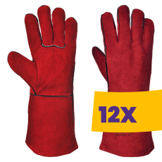 Portwest A500 Hosszú szárú munkavédelmi hegesztőkesztyű piros (Karton - 12 pár)