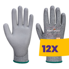 Portwest A622 PU tenyérmártott védőkesztyű, Cut 5 szürke (Karton - 12 pár)