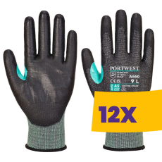 Portwest A660 VHR18 Vágásbiztos PU Cut kesztyű fekete (Karton - 12 pár)